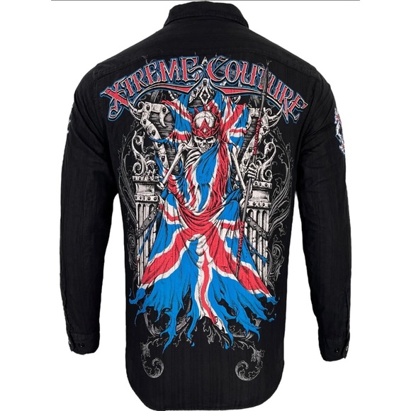 Xtreme Couture by Affliction Men's Button Down Woven Shirt Fortress Black - Picture 3 of 12